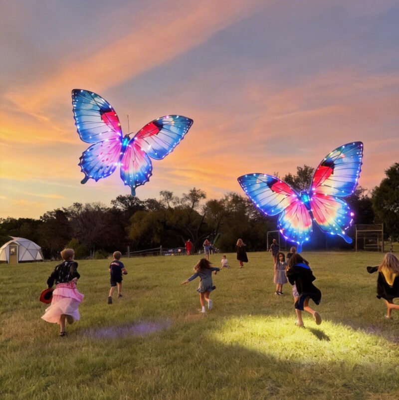 Indoor flying scene of RC toy butterfly